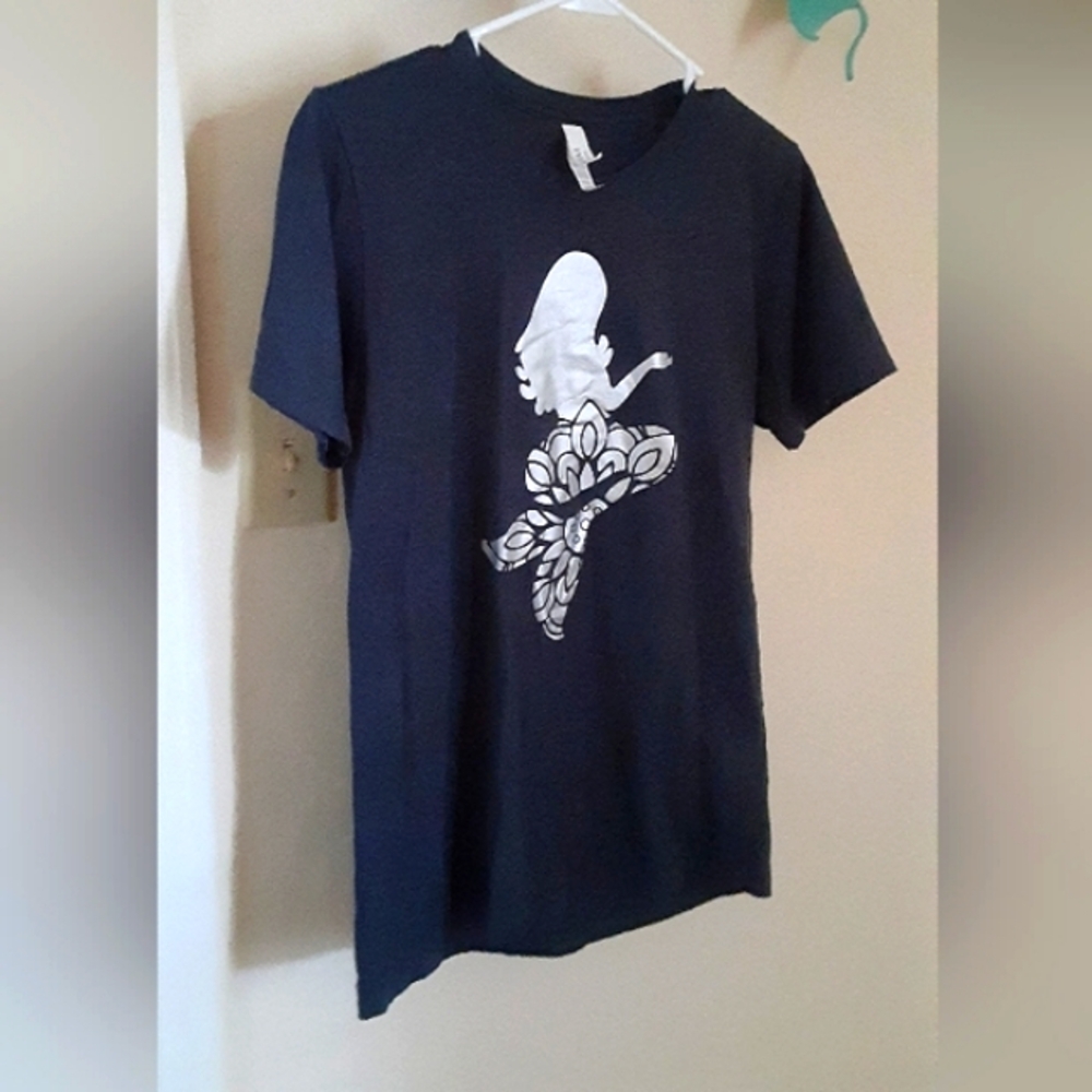 Mermaid Navy Silver Short Sleeve T Shirt Tee - Picture 3 of 6